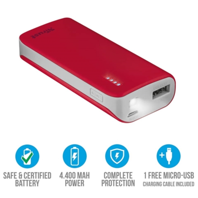 TRUST POWERBANK TRUST PRIMO 4400 RED